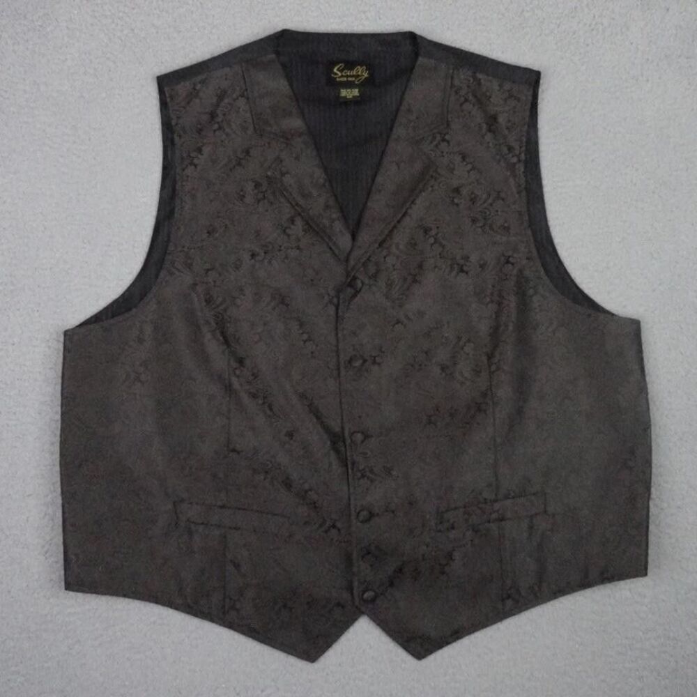 Scully Vest Mens 2XL Brown Paisley Jacquard Formal Western Waistcoat Steampunk